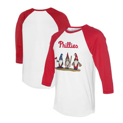 Philadelphia Phillies Tiny Turnip Unisex Gnomes 3/4-Sleeve Raglan T-Shirt Sale