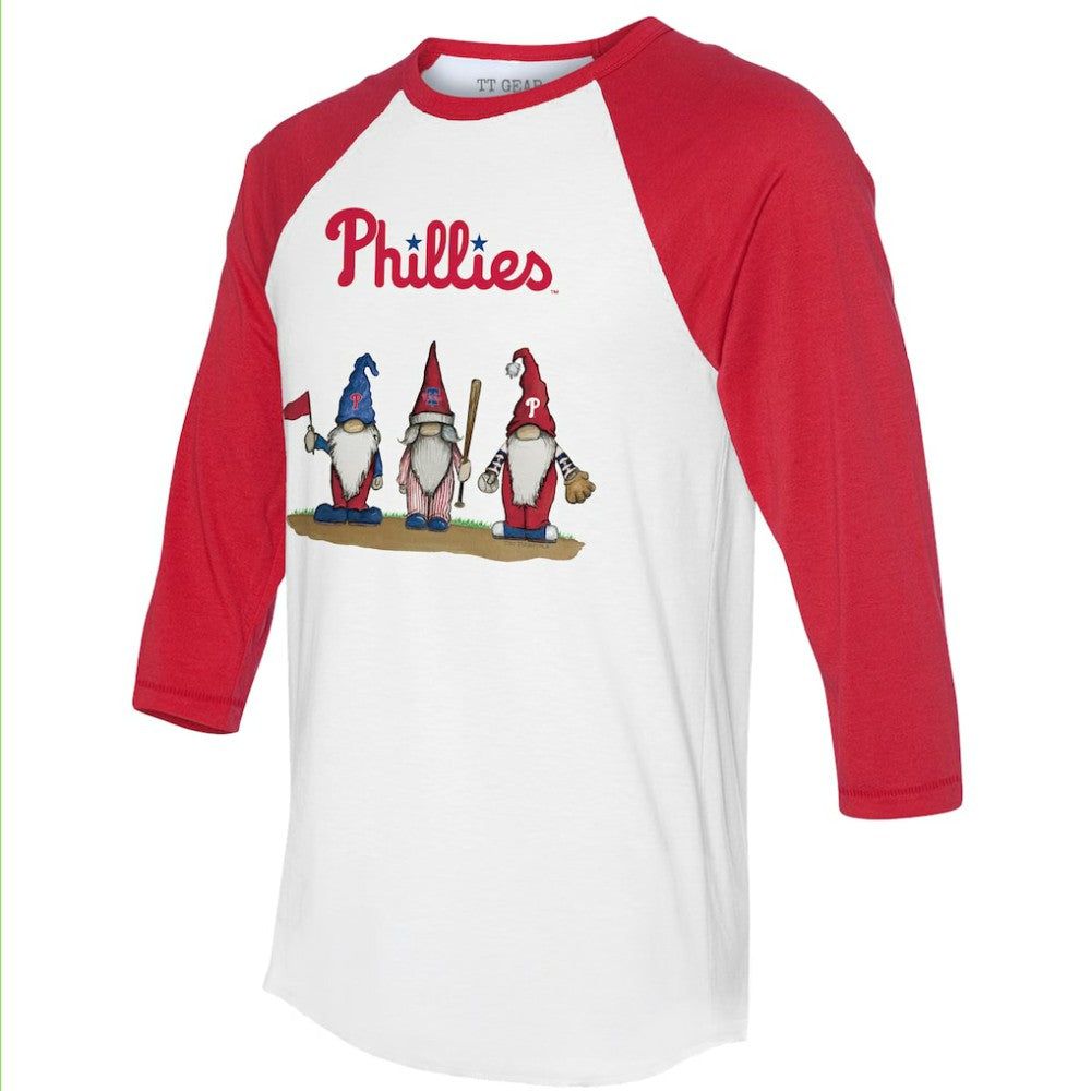 Philadelphia Phillies Tiny Turnip Unisex Gnomes 3/4-Sleeve Raglan T-Shirt Sale