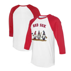 Boston Red Sox Tiny Turnip Unisex Gnomes 3/4-Sleeve Raglan T-Shirt Sale