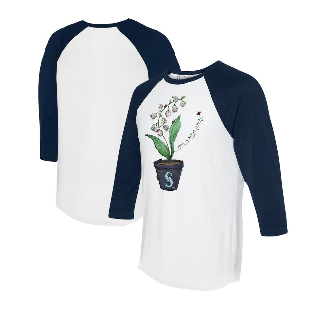 Seattle Mariners Tiny Turnip Unisex Lilies & Ladybugs 3/4-Sleeve Raglan T-Shirt Outlet
