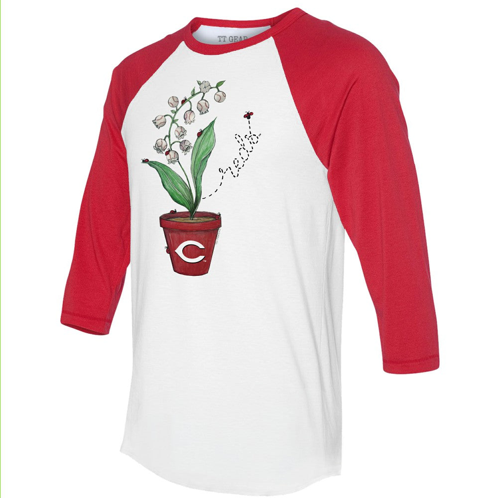 Cincinnati Reds Tiny Turnip Unisex Lilies & Ladybugs 3/4-Sleeve Raglan T-Shirt Outlet