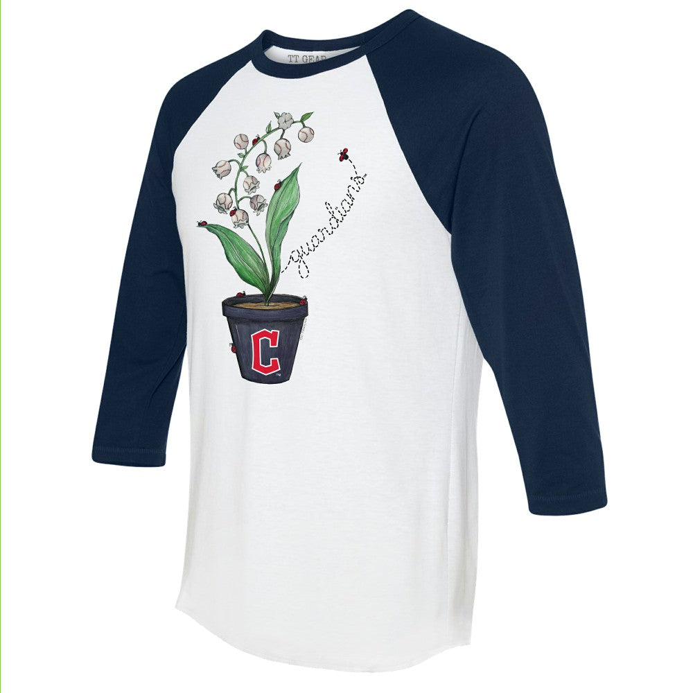 Cleveland Guardians Tiny Turnip Unisex Lilies & Ladybugs 3/4-Sleeve Raglan T-Shirt for sale