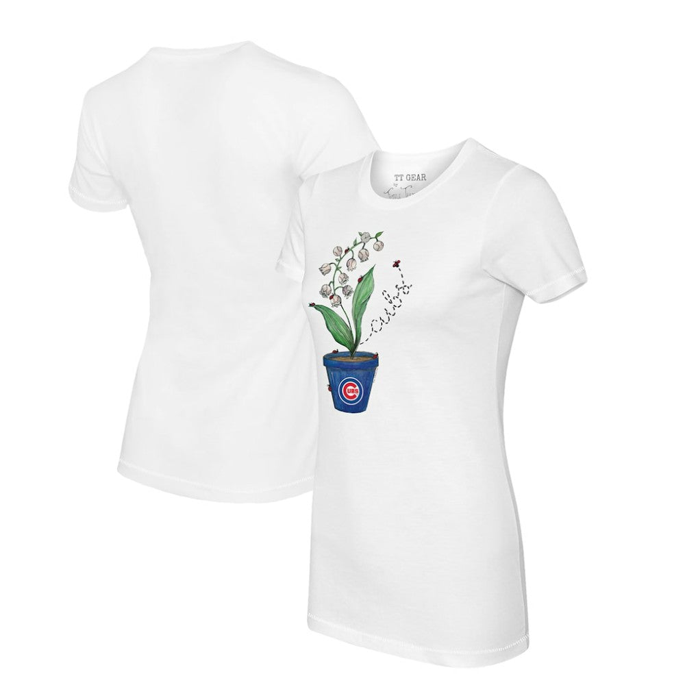 Chicago Cubs Tiny Turnip Women's Lilies & Ladybugs T-Shirt for sale