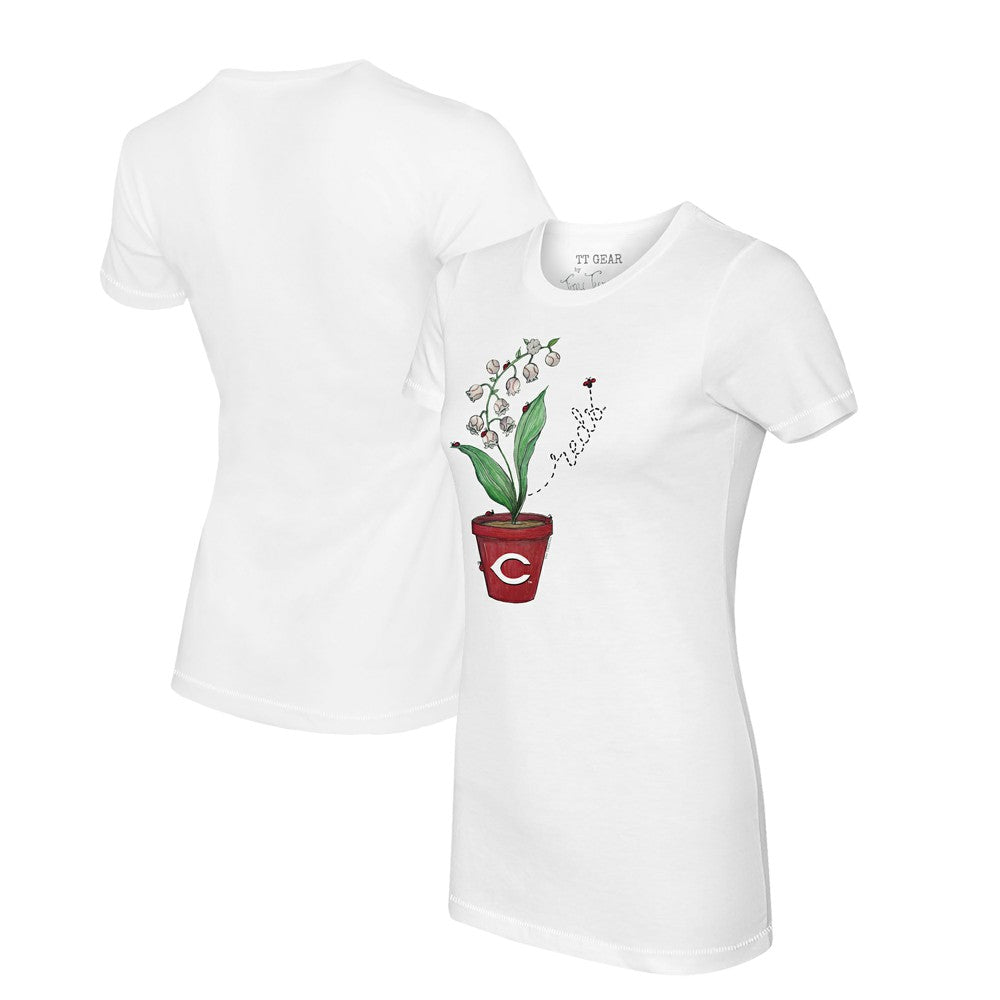 Cincinnati Reds Tiny Turnip Women's Lilies & Ladybugs T-Shirt Outlet