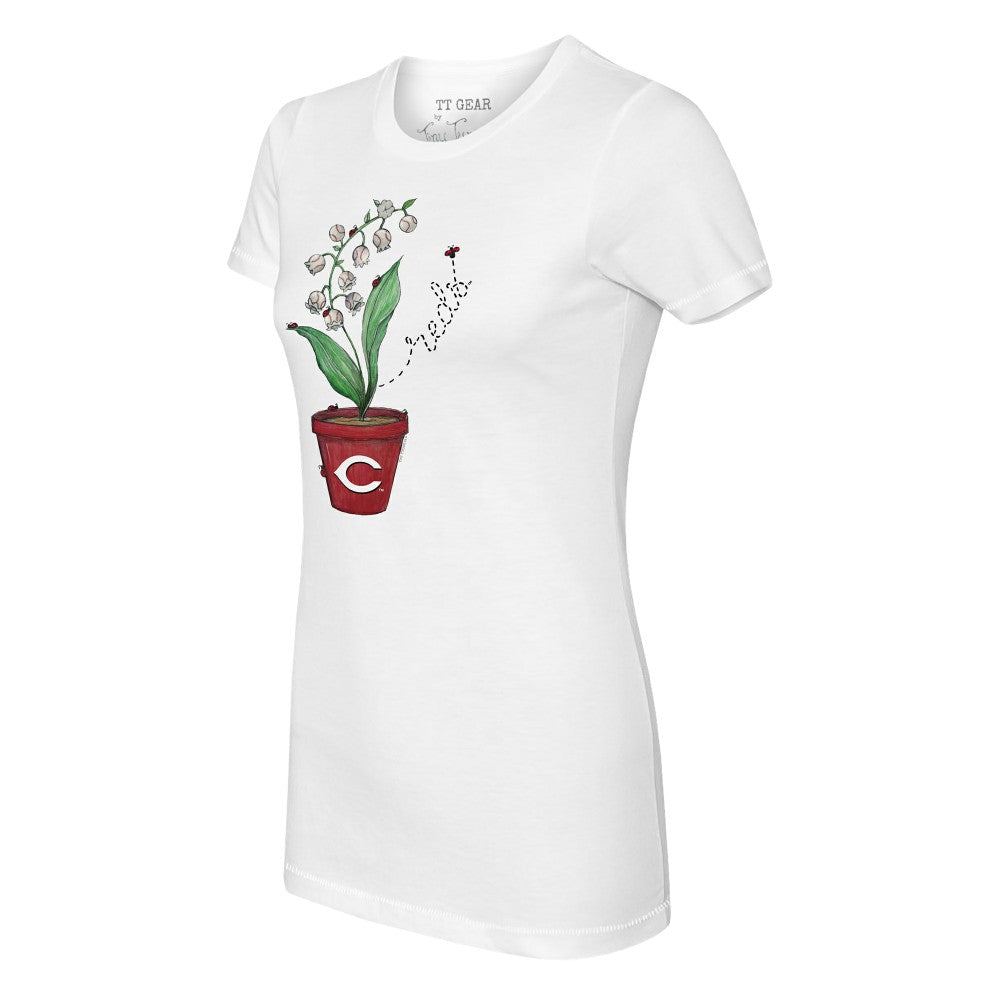 Cincinnati Reds Tiny Turnip Women's Lilies & Ladybugs T-Shirt Outlet