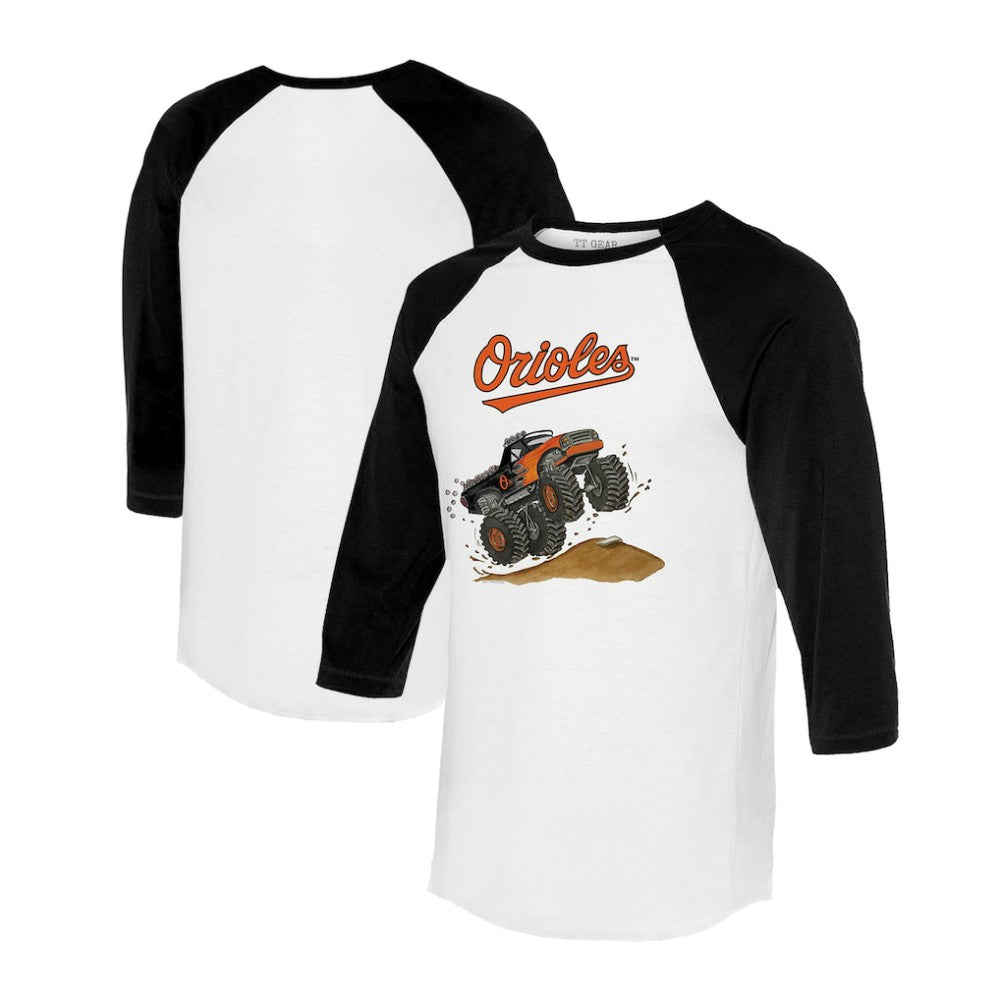 Baltimore Orioles Tiny Turnip Unisex Monster Truck 3/4-Sleeve Raglan T-Shirt for sale