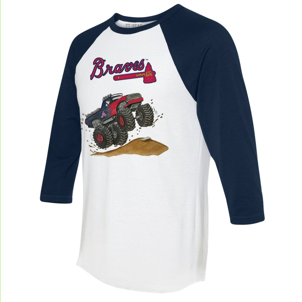 Atlanta Braves Tiny Turnip Unisex Monster Truck 3/4-Sleeve Raglan T-Shirt Outlet