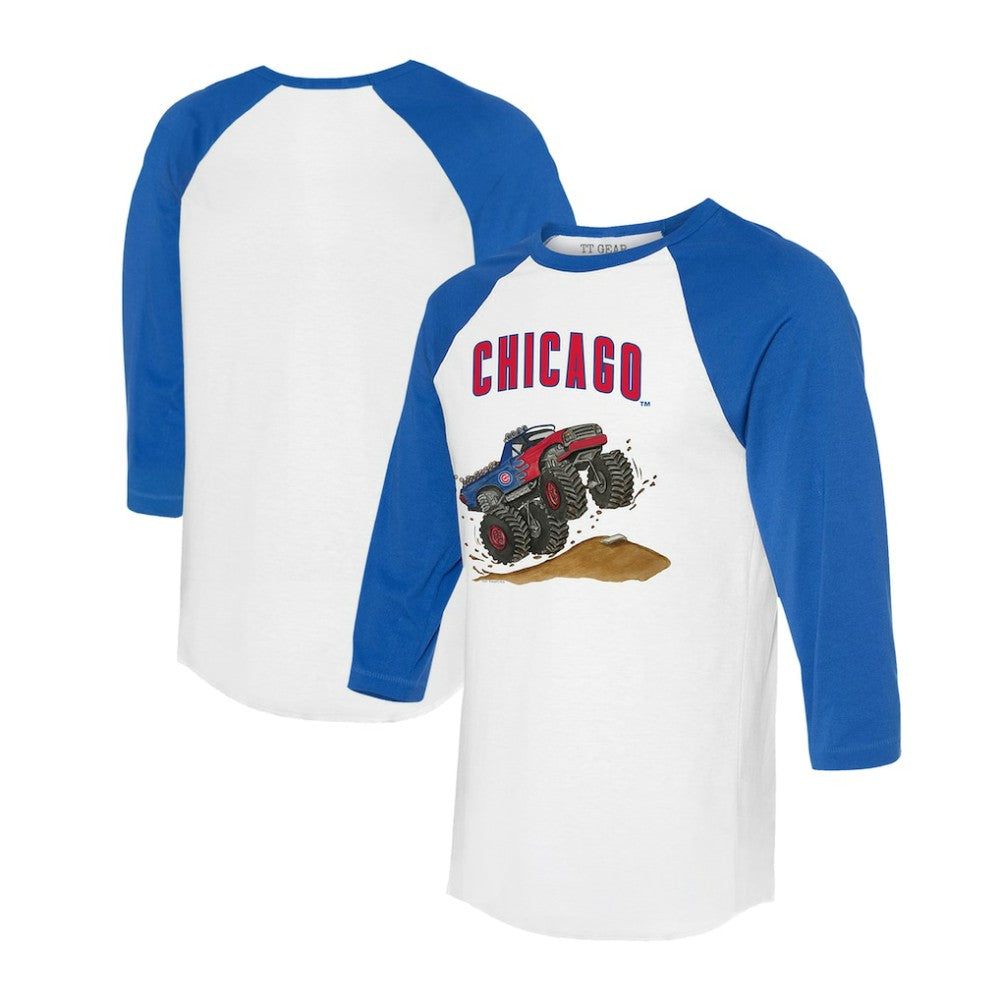 Chicago Cubs Tiny Turnip Unisex Monster Truck 3/4-Sleeve Raglan T-Shirt for sale