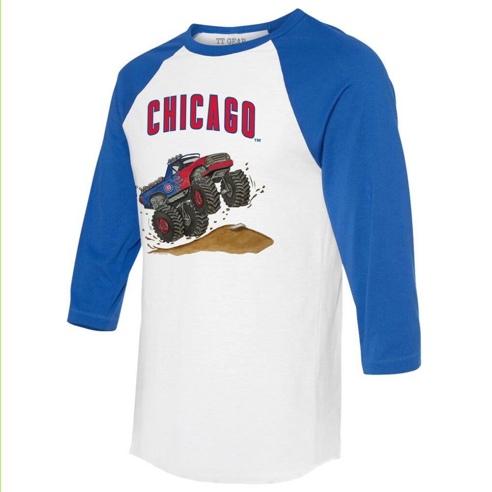 Chicago Cubs Tiny Turnip Unisex Monster Truck 3/4-Sleeve Raglan T-Shirt for sale