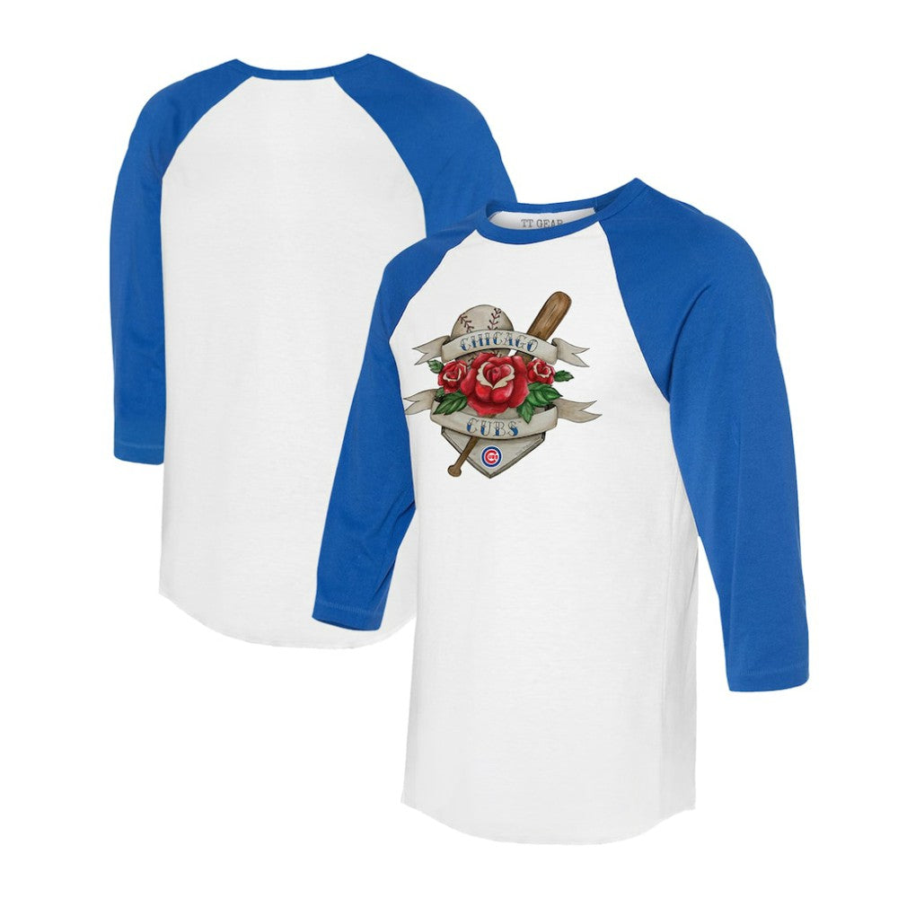 Chicago Cubs Tiny Turnip Unisex Tattoo Rose 3/4-Sleeve Raglan T-Shirt Online