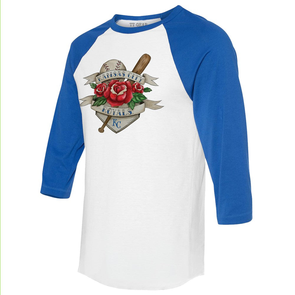 Kansas City Royals Tiny Turnip Unisex Tattoo Rose 3/4-Sleeve Raglan T-Shirt Online