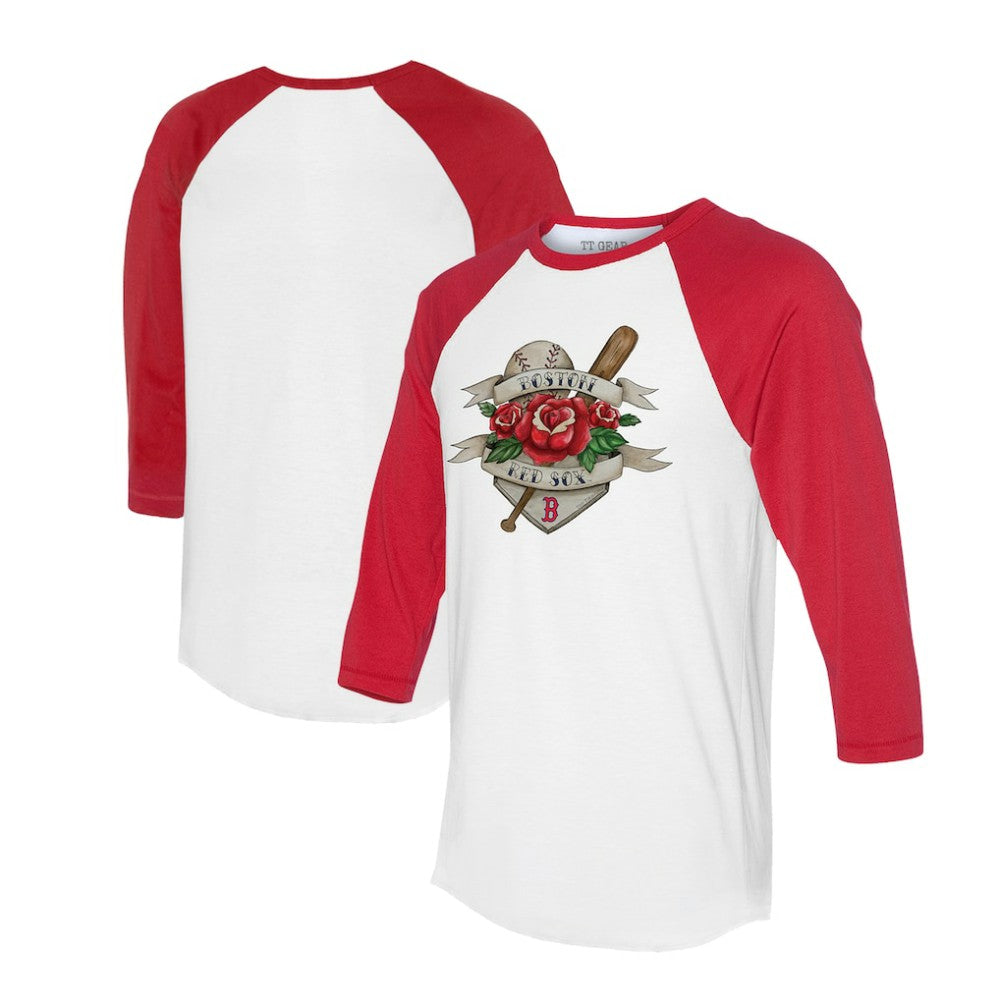 Boston Red Sox Tiny Turnip Unisex Tattoo Rose 3/4-Sleeve Raglan T-Shirt Discount