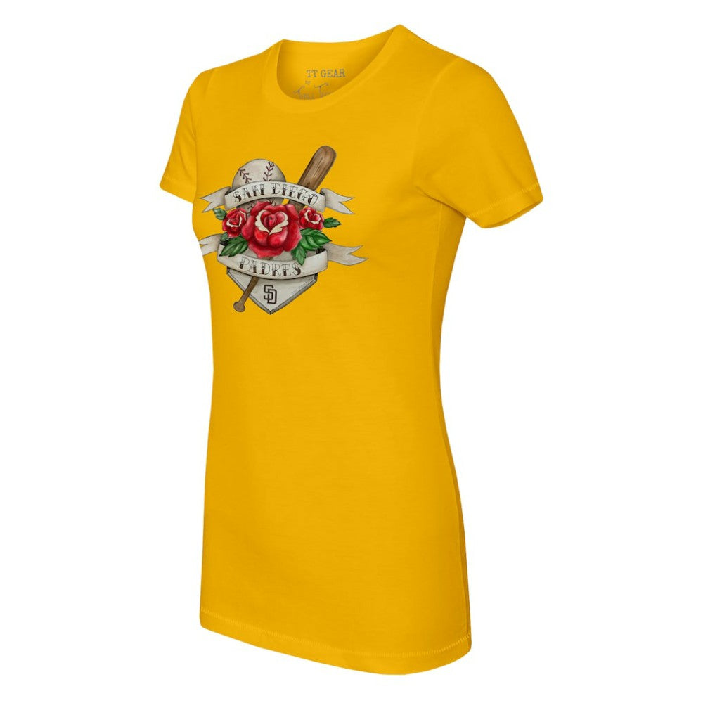 San Diego Padres Tiny Turnip Women's Tattoo Rose T-Shirt Discount