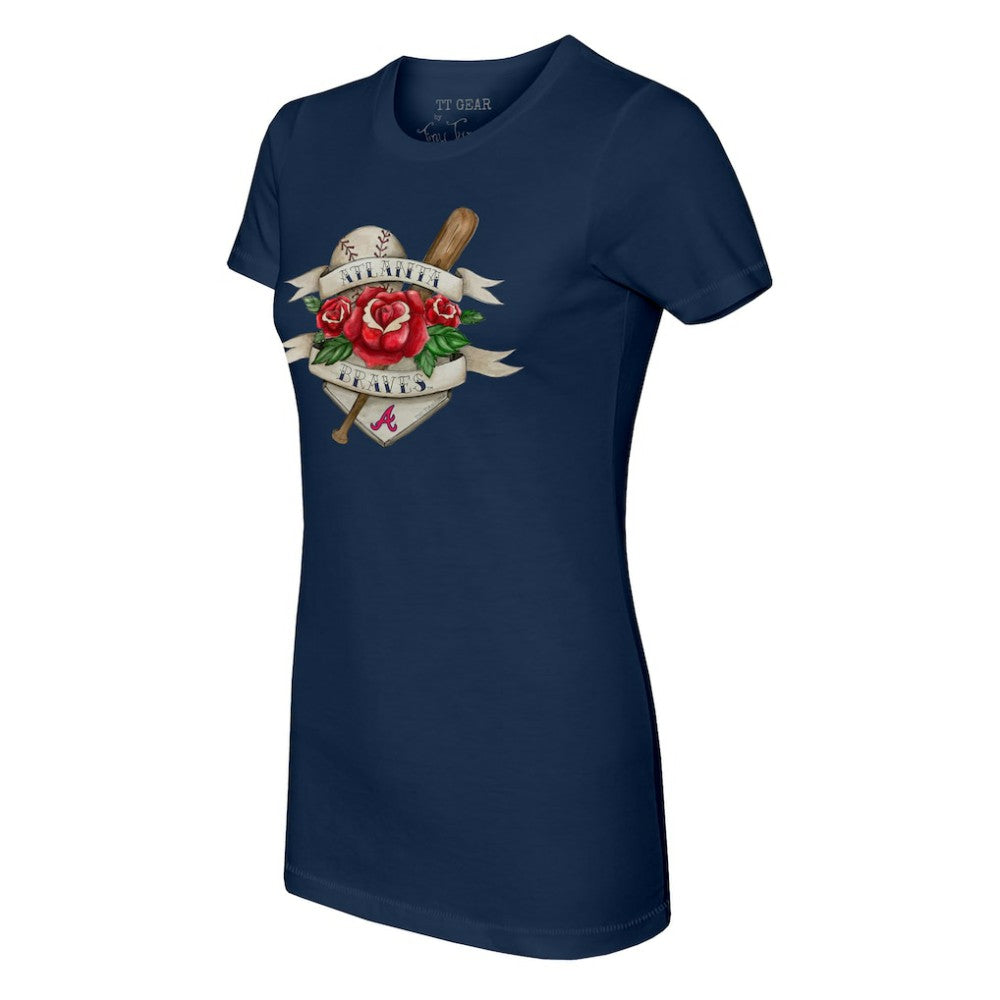 Atlanta Braves Tiny Turnip Women's Tattoo Rose T-Shirt Sale