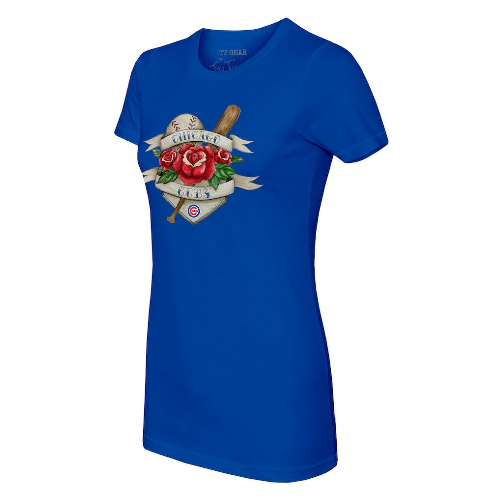 Chicago Cubs Tiny Turnip Women's Tattoo Rose T-Shirt for sale