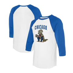 Chicago Cubs Tiny Turnip Unisex Triceratops 3/4-Sleeve Raglan T-Shirt Sale