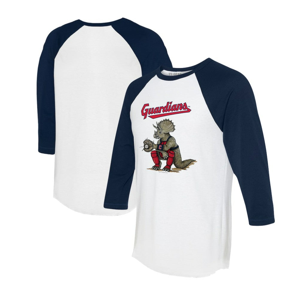 Cleveland Guardians Tiny Turnip Unisex Triceratops 3/4-Sleeve Raglan T-Shirt Sale