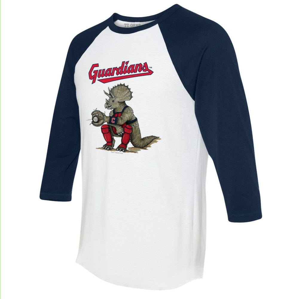 Cleveland Guardians Tiny Turnip Unisex Triceratops 3/4-Sleeve Raglan T-Shirt Sale
