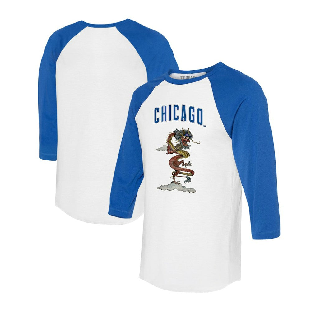 Chicago Cubs Tiny Turnip Unisex 2024 Year of the Dragon 3/4-Sleeve Raglan T-Shirt for sale