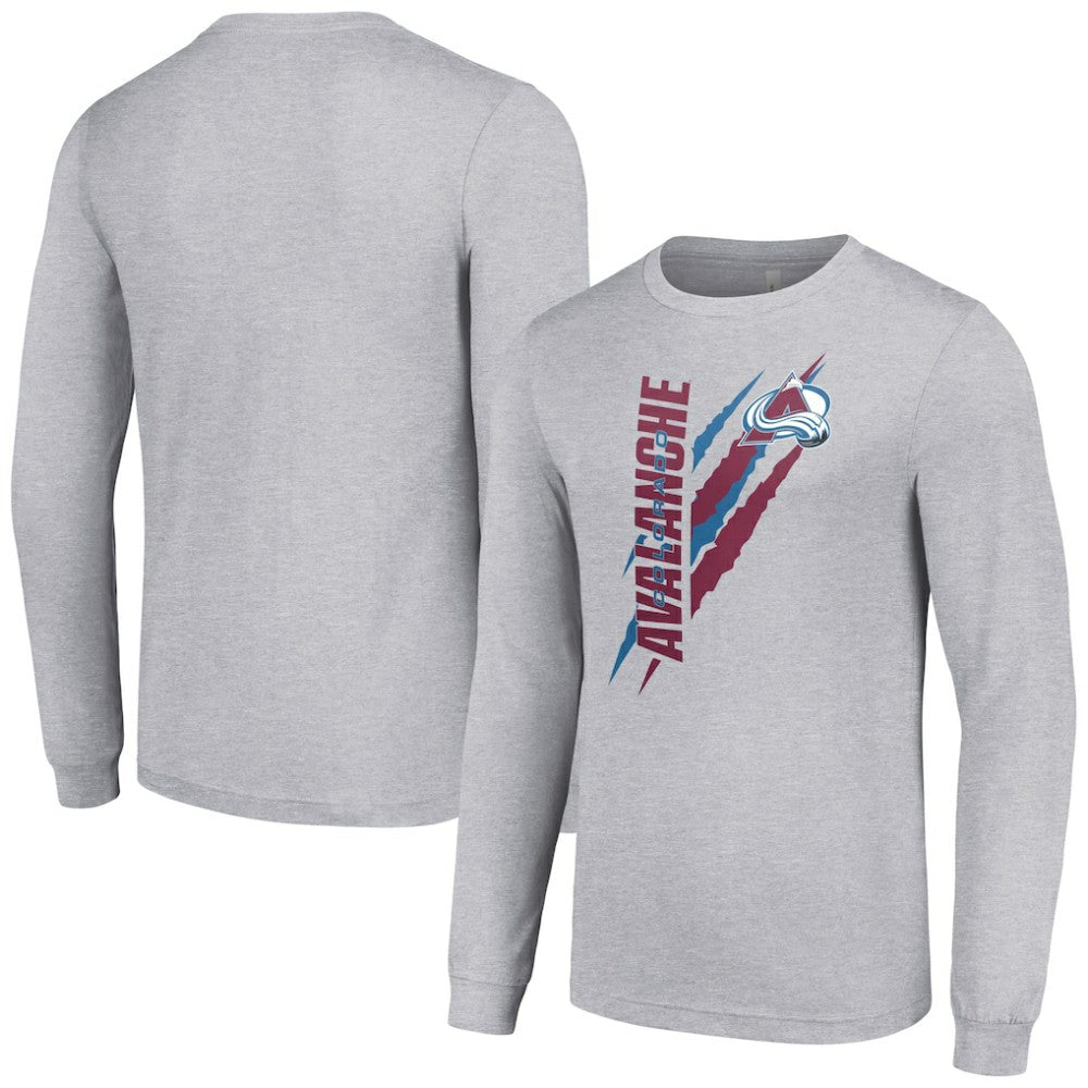 Colorado Avalanche Starter Color Scratch Long-Sleeve T-Shirt - Heather Gray | NHL Clearance