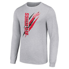 Detroit Red Wings Starter Color Scratch Long-Sleeve T-Shirt - Heather Gray | NHL Clearance