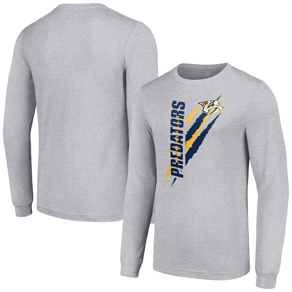 Nashville Predators Starter Color Scratch Long-Sleeve T-Shirt - Heather Gray | NHL Clearance