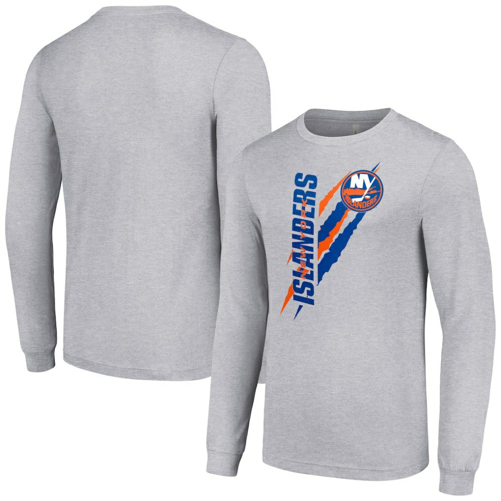 New York Islanders Starter Color Scratch Long-Sleeve T-Shirt - Heather Gray | NHL near me