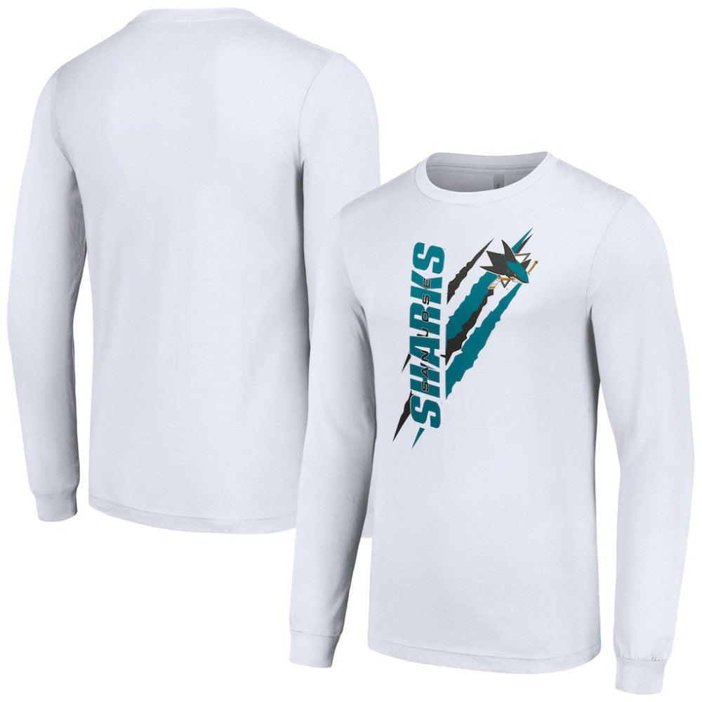 San Jose Sharks Starter Color Scratch Long-Sleeve T-Shirt - White | NHL near me