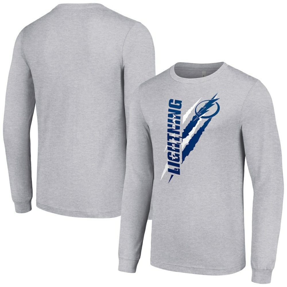 Tampa Bay Lightning Starter Color Scratch Long-Sleeve T-Shirt - Heather Gray | NHL sale