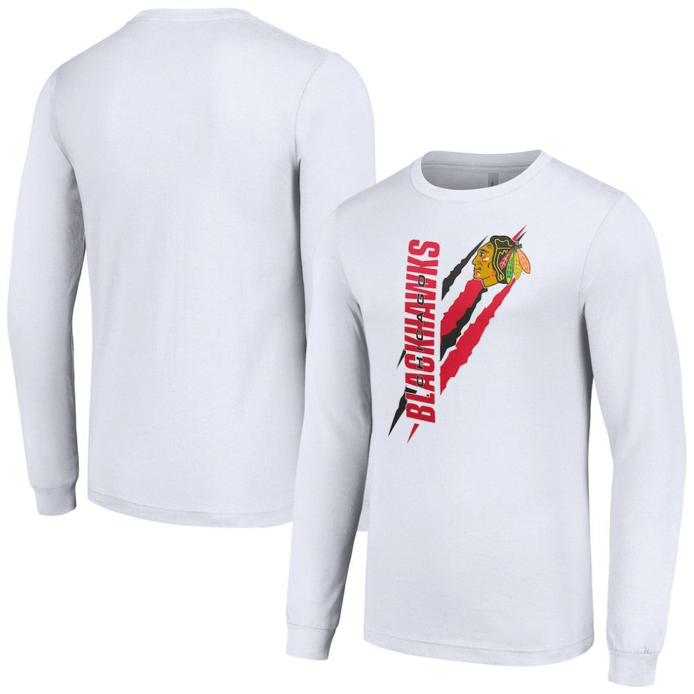 Chicago Blackhawks Starter Color Scratch Long-Sleeve T-Shirt - White | NHL near me