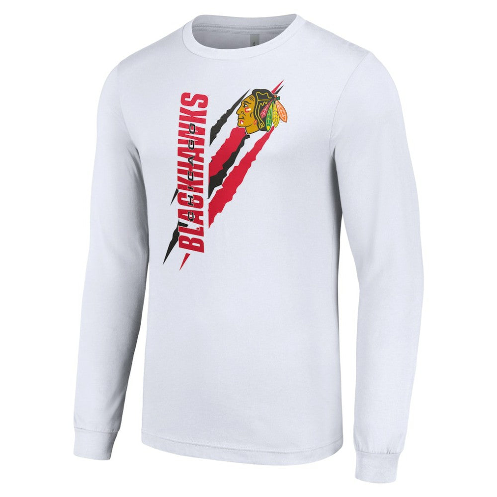 Chicago Blackhawks Starter Color Scratch Long-Sleeve T-Shirt - White | NHL near me