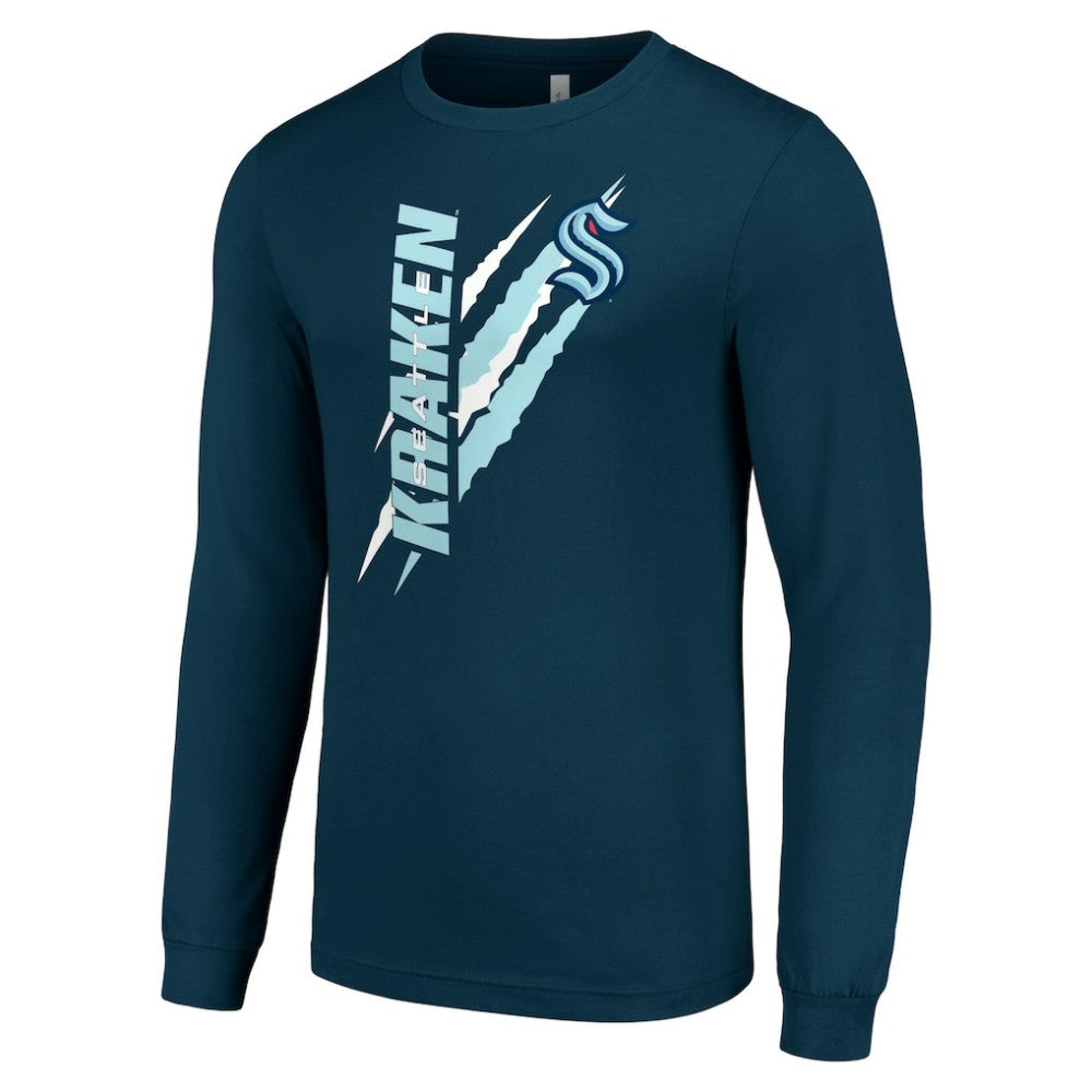Seattle Kraken Starter Color Scratch Long-Sleeve T-Shirt - Deep Sea Blue | NHL near me