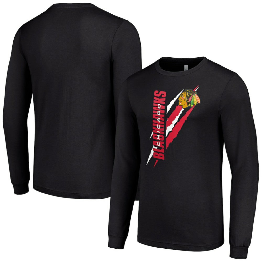 Chicago Blackhawks Starter Color Scratch Long-Sleeve T-Shirt - Black | NHL online