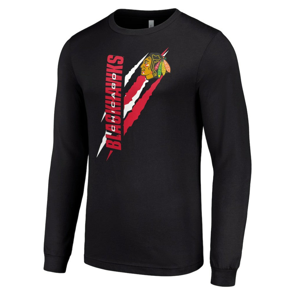 Chicago Blackhawks Starter Color Scratch Long-Sleeve T-Shirt - Black | NHL online