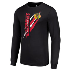 Chicago Blackhawks Starter Color Scratch Long-Sleeve T-Shirt - Black | NHL online