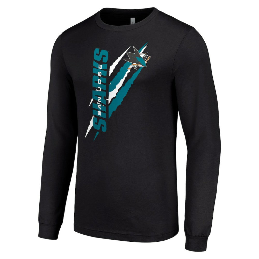 San Jose Sharks Starter Color Scratch Long-Sleeve T-Shirt - Black | NHL Lifestyle