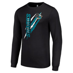San Jose Sharks Starter Color Scratch Long-Sleeve T-Shirt - Black | NHL Lifestyle