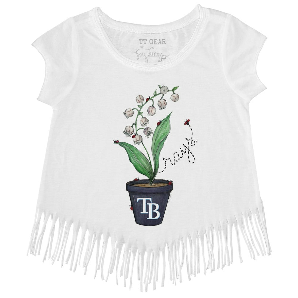 Tampa Bay Rays Tiny Turnip Girls Youth Lilies & Ladybugs Fringe T-Shirt Discount