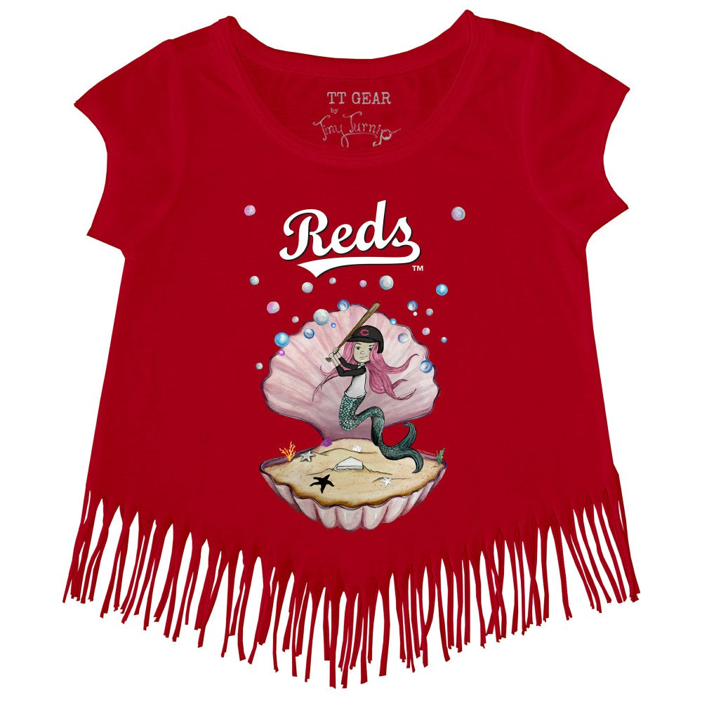 Cincinnati Reds Tiny Turnip Girls Youth Mermaid Fringe T-Shirt Sale