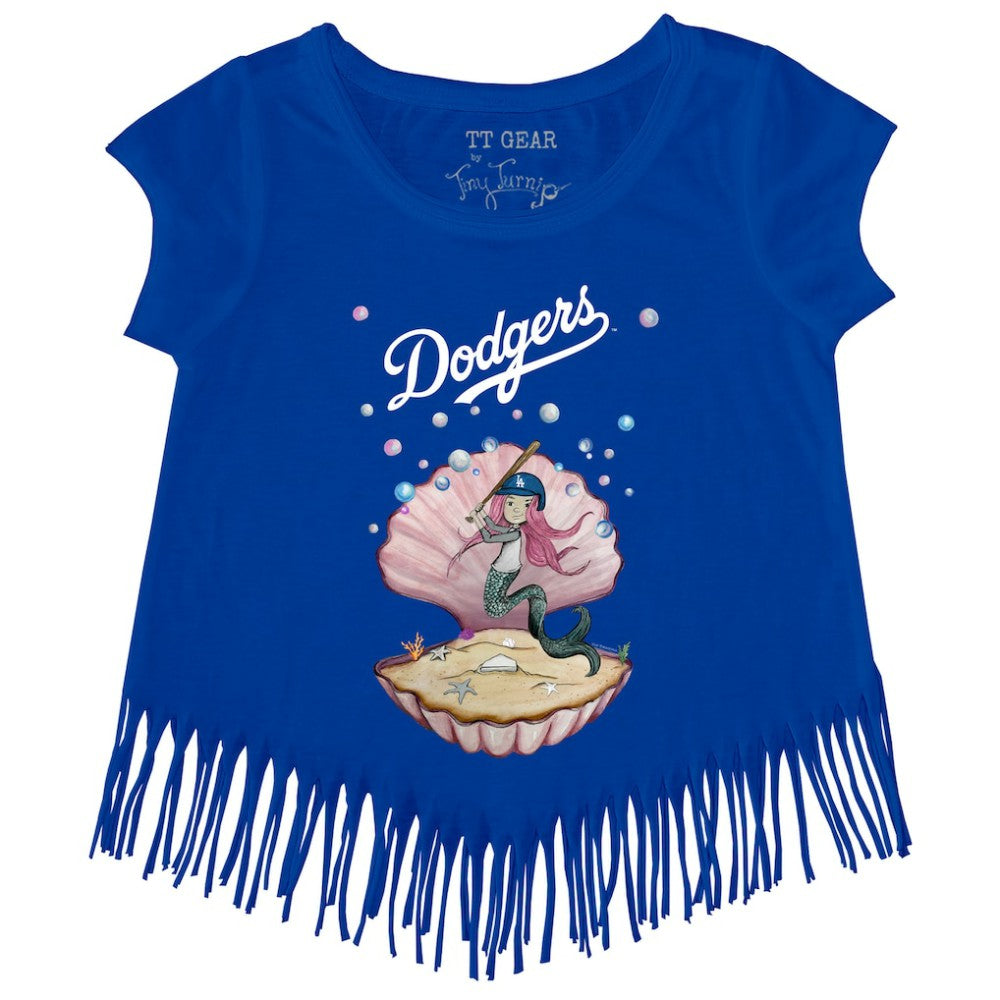 Los Angeles Dodgers Tiny Turnip Girls Youth Mermaid Fringe T-Shirt Sale