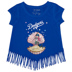 Los Angeles Dodgers Tiny Turnip Girls Youth Mermaid Fringe T-Shirt Sale