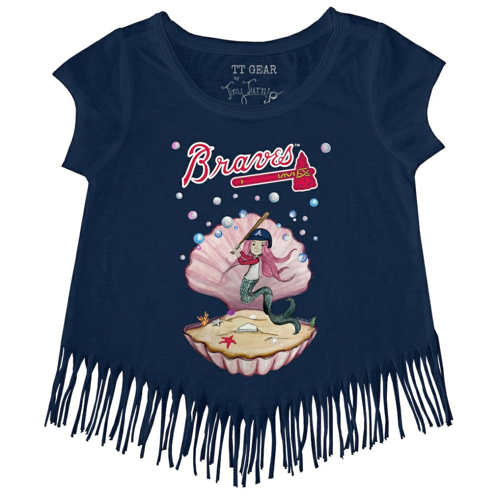 Atlanta Braves Tiny Turnip Girls Youth Mermaid Fringe T-Shirt Online