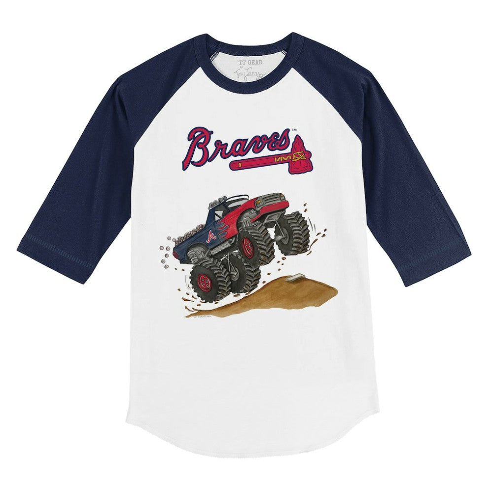 Atlanta Braves Tiny Turnip Youth Monster Truck 3/4-Sleeve Raglan T-Shirt Outlet