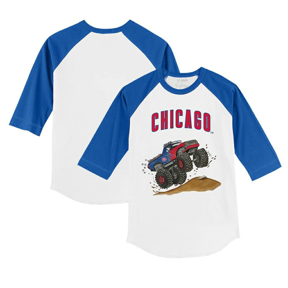 Chicago Cubs Tiny Turnip Youth Monster Truck 3/4-Sleeve Raglan T-Shirt for sale