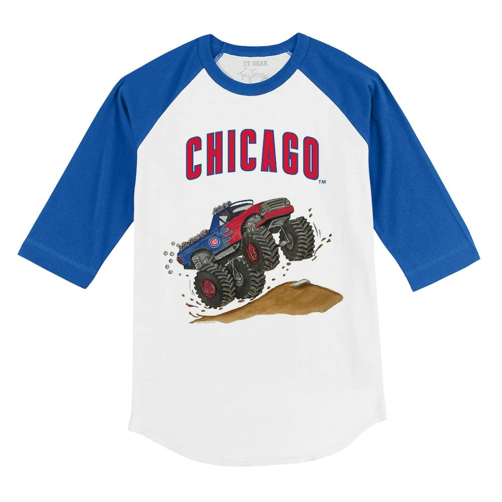 Chicago Cubs Tiny Turnip Youth Monster Truck 3/4-Sleeve Raglan T-Shirt for sale