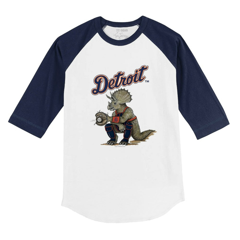 Detroit Tigers Tiny Turnip Youth Triceratops 3/4-Sleeve Raglan T-Shirt Discount