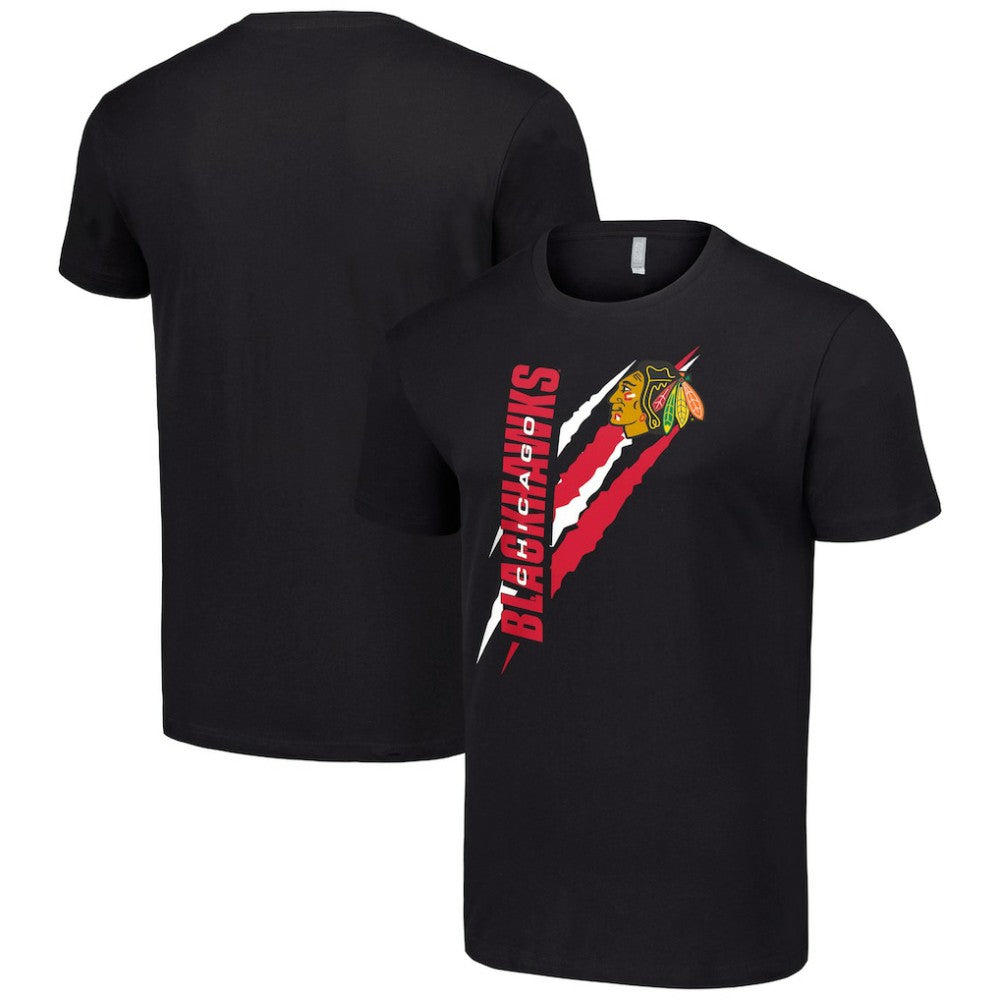 Chicago Blackhawks Starter Color Scratch T-Shirt - Black | NHL Lifestyle