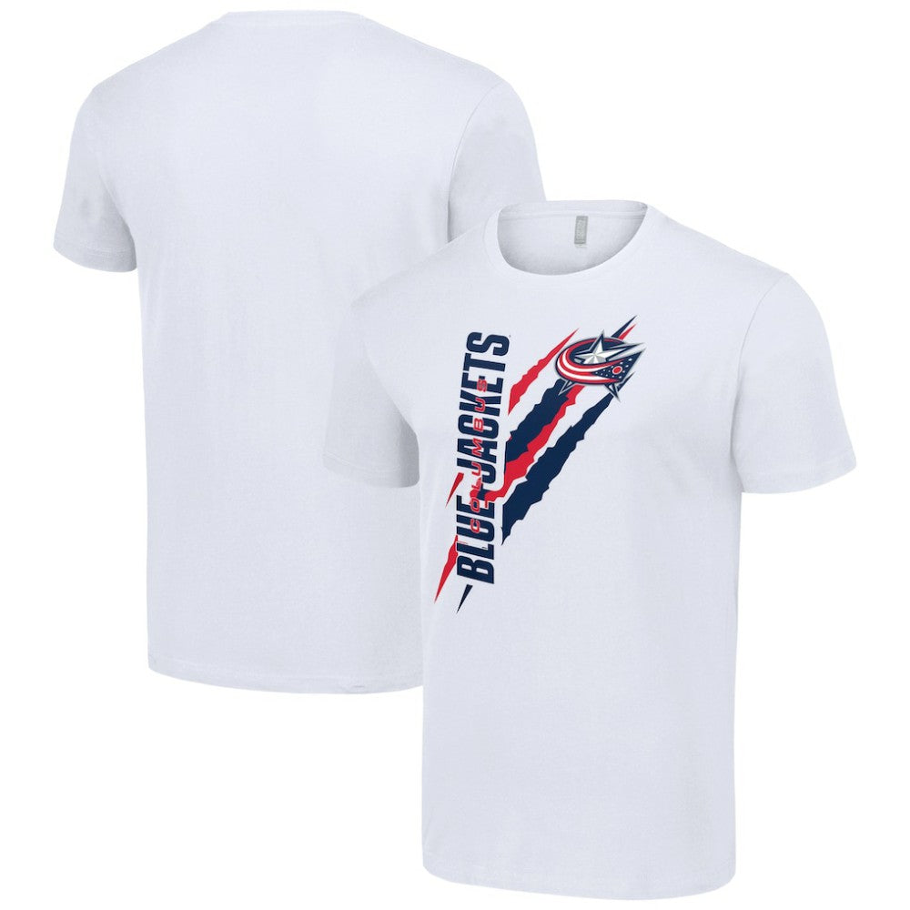 Columbus Blue Jackets Starter Color Scratch T-Shirt - White | NHL Clearance