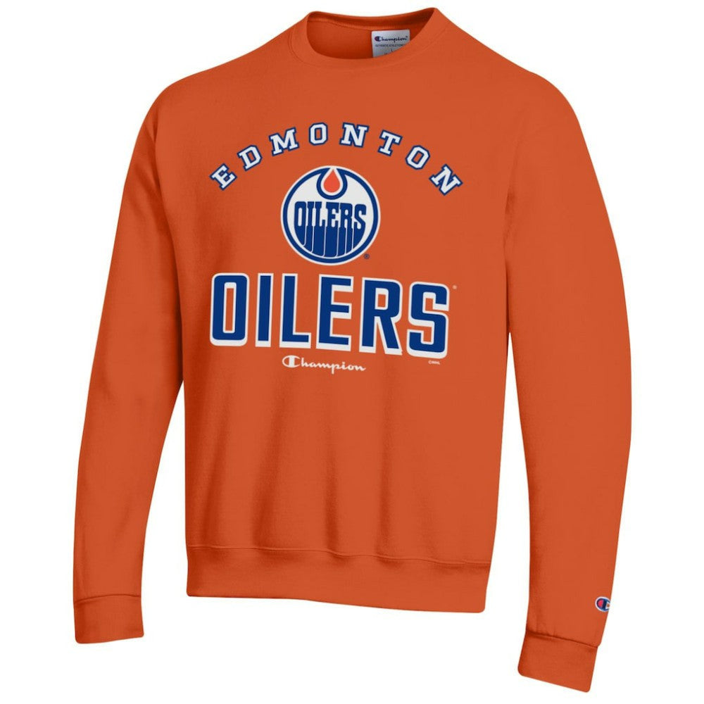 Edmonton Oilers Champion Eco Powerblend Crewneck Sweatshirt - Orange | NHL Lifestyle