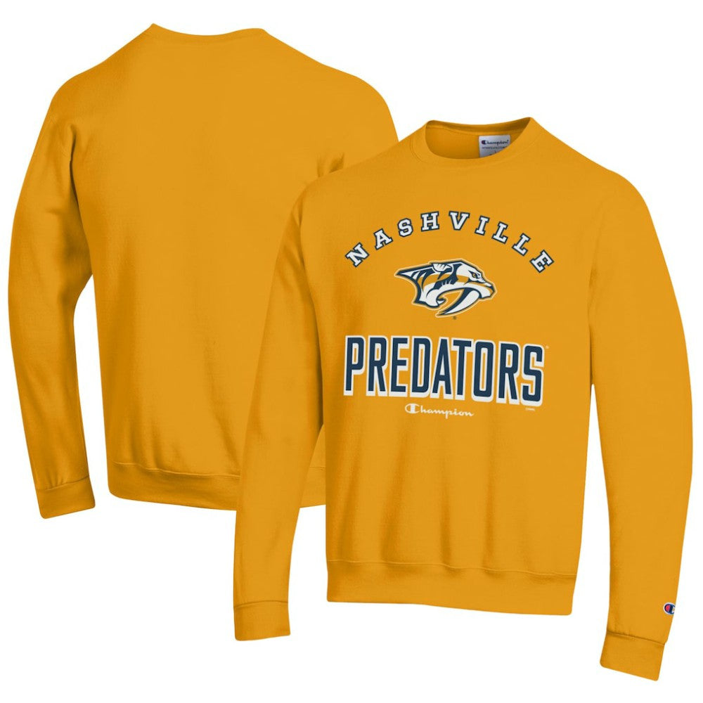 Nashville Predators Champion Eco Powerblend Crewneck Sweatshirt - Gold | NHL Lifestyle